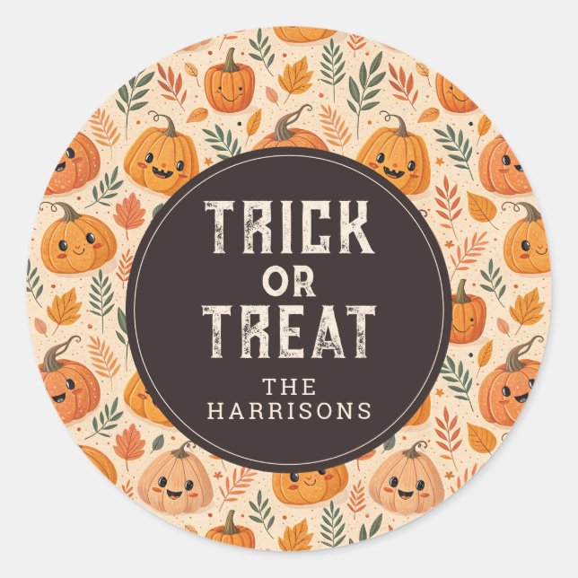 Cute Happy Halloween Round Stickers (Front)