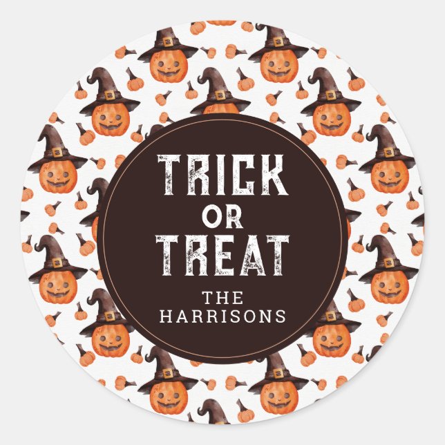 Cute Happy Halloween Round Stickers (Front)