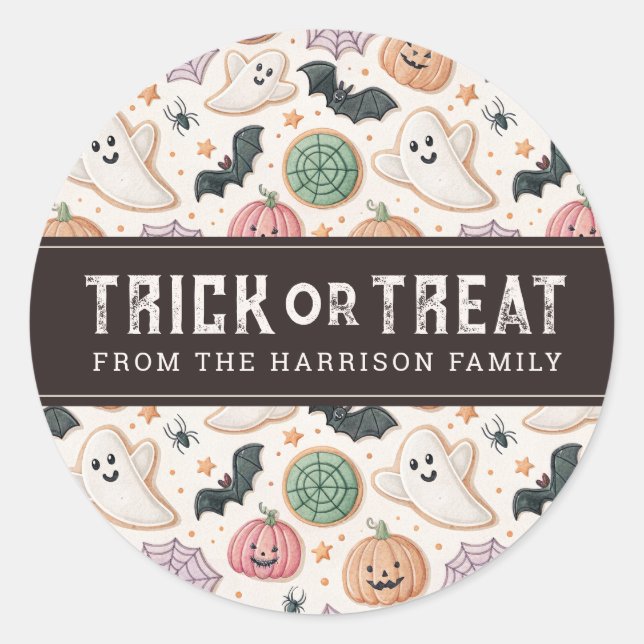 Cute Happy Halloween Round Stickers (Front)