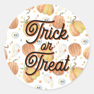 Cute Happy Halloween Round Stickers