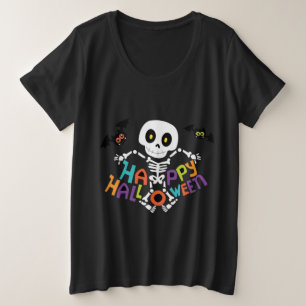 Cute Happy Halloween Skeleton Plus Size T-Shirt