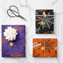 Cute Happy Halloween Spider Web Pattern