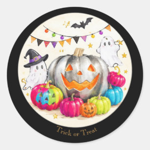 Cute Happy Halloween Trick or Treat Round Sticker