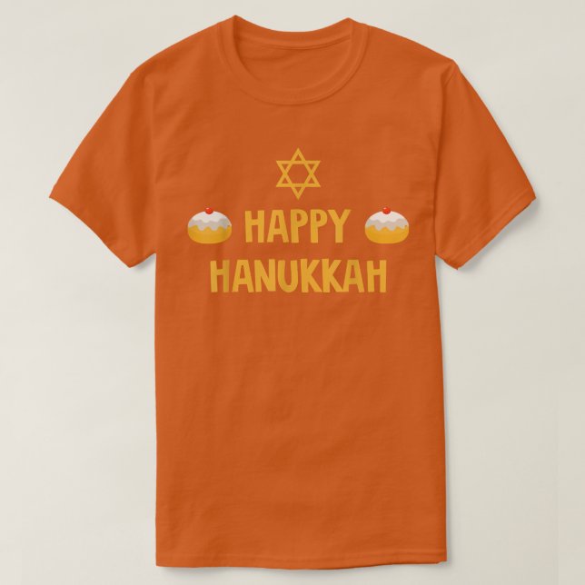Cute Happy Hanukkah Jewish Matching Chanukah Pajam T-Shirt (Design Front)