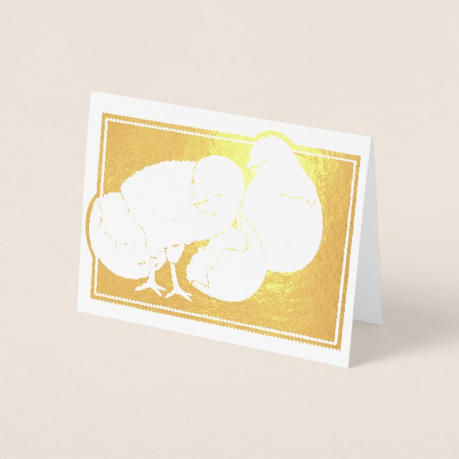 Cute Happy Hatching Easter Eggs Foil Card (Front)