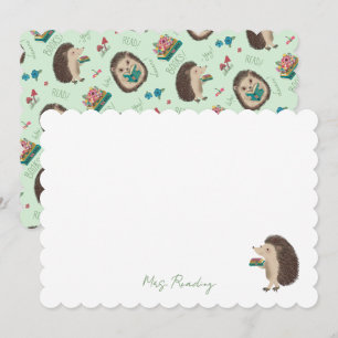 Cute Happy Hedgehog Loves Books Invitation