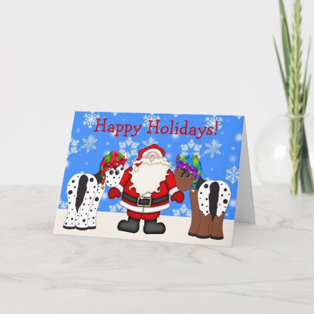 Cute Happy Holiday Horse Christmas Greeting Card (Front)