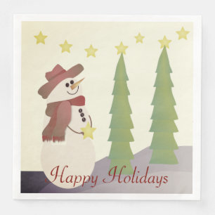 Cute Happy Holidays Snowman Napkin