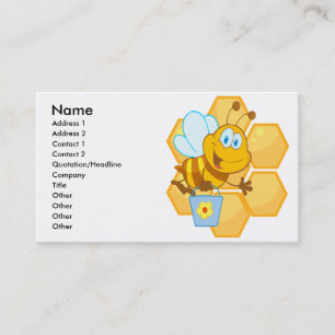 cute happy honey bee and honeycomb business card