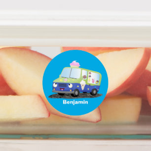 Cute happy ice cream truck cartoon