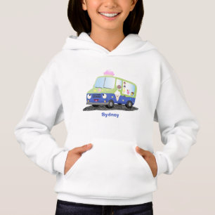 Cute happy ice cream truck cartoon