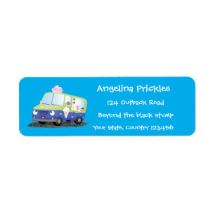Cute happy ice cream truck cartoon 