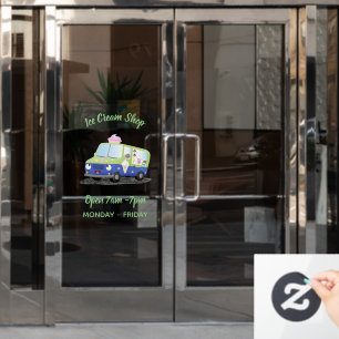 Cute happy ice cream truck cartoon