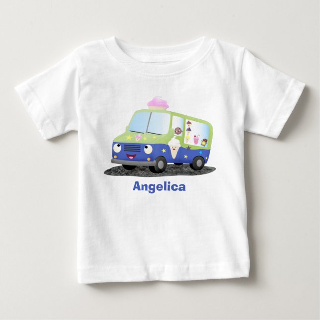 Cute happy ice cream truck cartoon baby T-Shirt (Front)