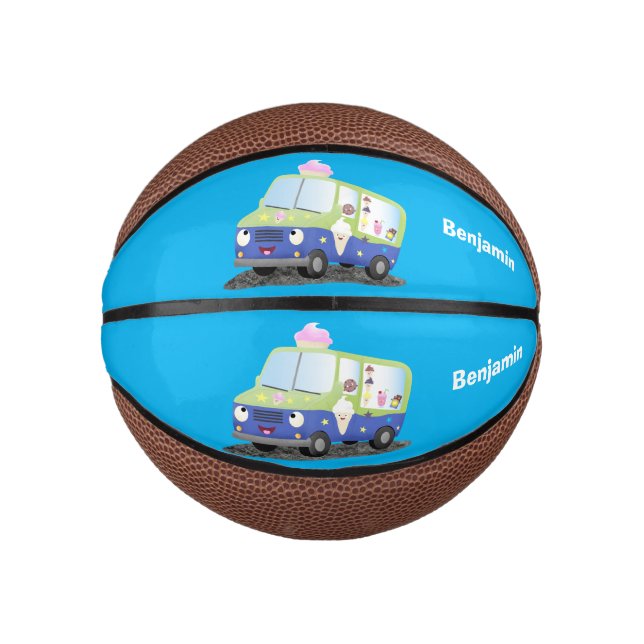 Cute happy ice cream truck cartoon mini basketball (Front)