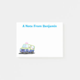 Cute happy ice cream truck cartoon post-it notes