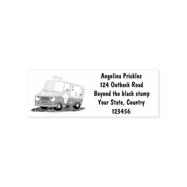 Cute happy ice cream truck cartoon self-inking stamp (Design)