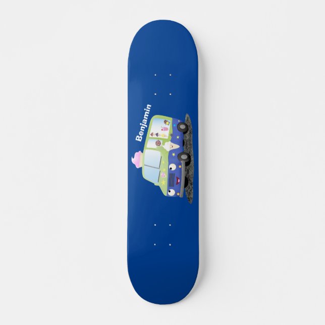 Cute happy ice cream truck cartoon skateboard (Front)