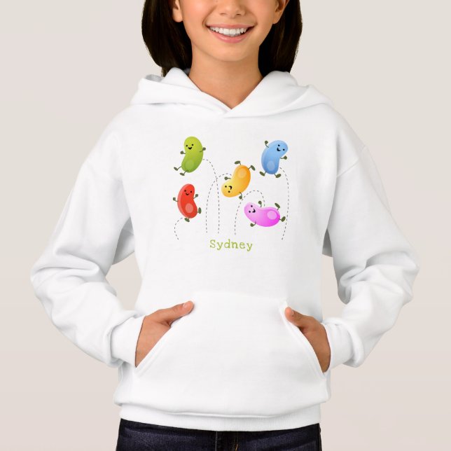 Cute happy jellybeans jumping cartoon illustration (Front)