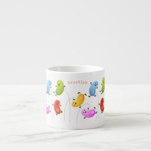 Cute happy jellybeans jumping cartoon illustration espresso cup