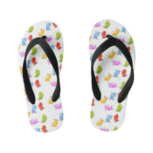 Cute happy jellybeans jumping cartoon illustration kid's jandals