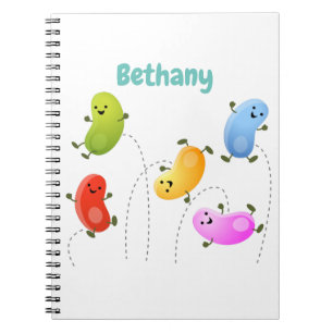 Cute happy jellybeans jumping cartoon illustration notebook