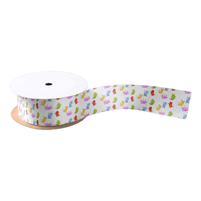Cute happy jellybeans jumping cartoon illustration satin ribbon (Spool)