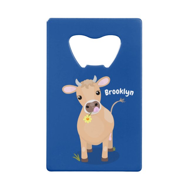 Cute happy jersey cow and flower cartoon (Front)
