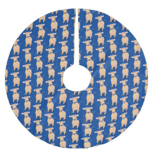 Cute happy jersey cow and flower cartoon brushed polyester tree skirt