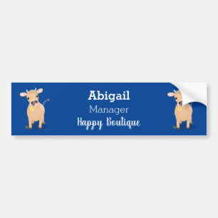 Cute happy jersey cow and flower cartoon bumper sticker