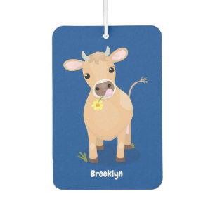 Cute happy jersey cow and flower cartoon car air freshener