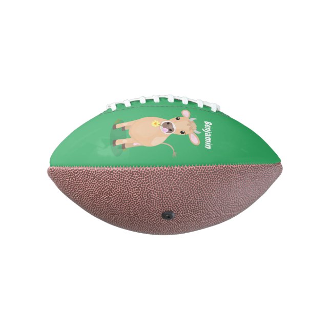 Cute happy jersey cow and flower cartoon football (Rotated 270)