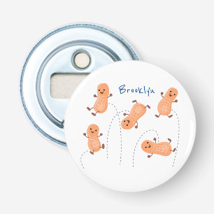 Cute happy jumping peanuts cartoon illustration bottle opener