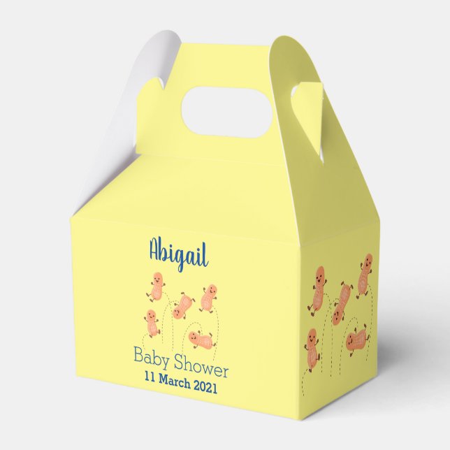 Cute happy jumping peanuts cartoon illustration  favour box (Front Side)