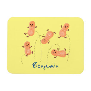 Cute happy jumping peanuts cartoon illustration magnet