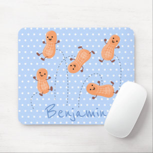 Cute happy jumping peanuts cartoon illustration mouse pad
