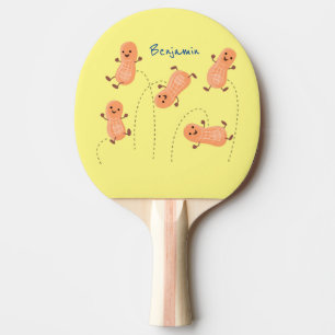 Cute happy jumping peanuts cartoon illustration ping pong paddle