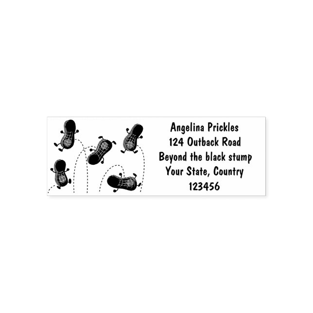 Cute happy jumping peanuts cartoon illustration self-inking stamp (Design)