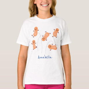 Cute happy jumping peanuts cartoon illustration T-Shirt