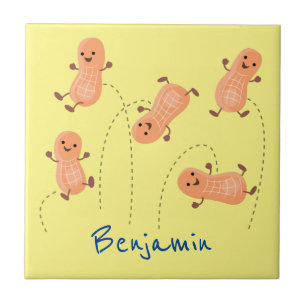Cute happy jumping peanuts cartoon illustration tile