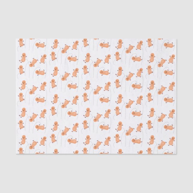 Cute happy jumping peanuts cartoon illustration tissue paper (Front)