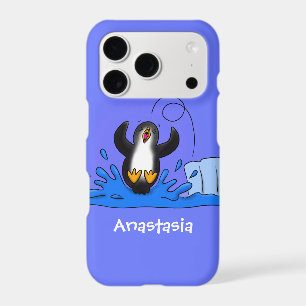 Cute happy jumping penguin cartoon illustration