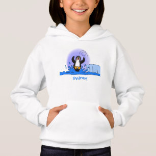 Cute happy jumping penguin cartoon illustration