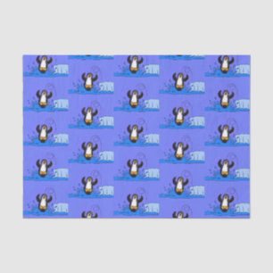Cute happy jumping penguin cartoon illustration tissue paper