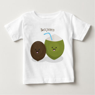 Cute happy kawaii coconuts cartoon illustration baby T-Shirt