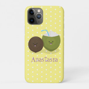 Cute happy kawaii coconuts cartoon illustration Case-Mate iPhone case