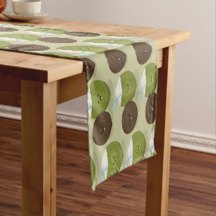 Cute happy kawaii coconuts cartoon illustration short table runner