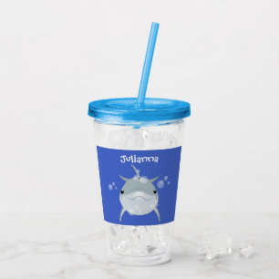 Cute happy kawaii dolphin cartoon acrylic tumbler