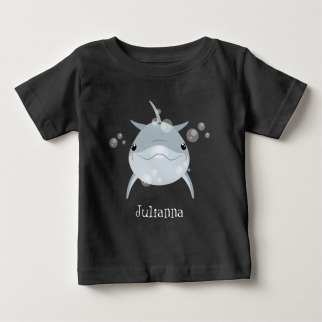 Cute happy kawaii dolphin cartoon baby T-Shirt (Front)