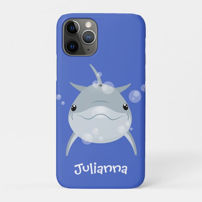Cute happy kawaii dolphin cartoon Case-Mate iPhone case (Back)